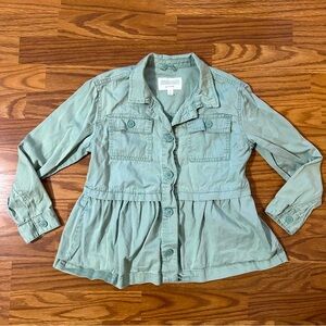 Gymboree Girls Size Medium 7/8 Button Up Flare Peplum Top Shirt  Mint Green EUC!